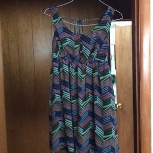 A multicolored patterned dress